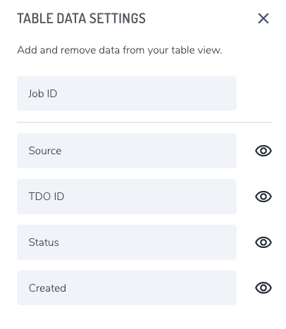 table data settings