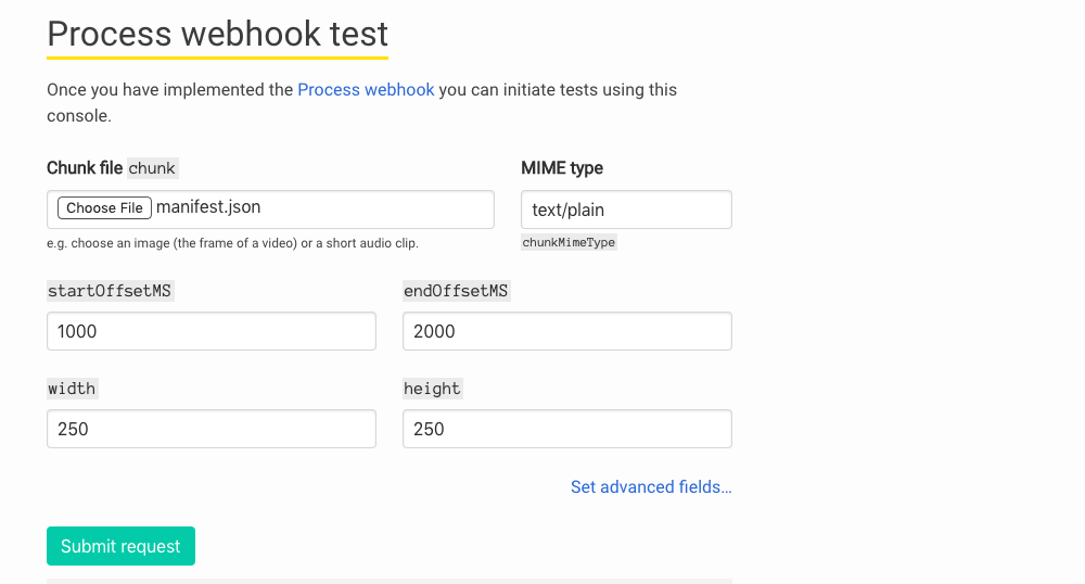 Test Console form elements