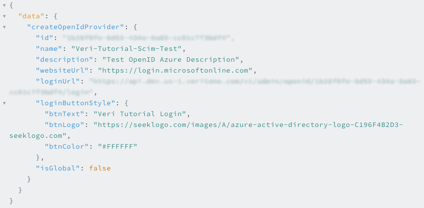 Sample GraphQL response
